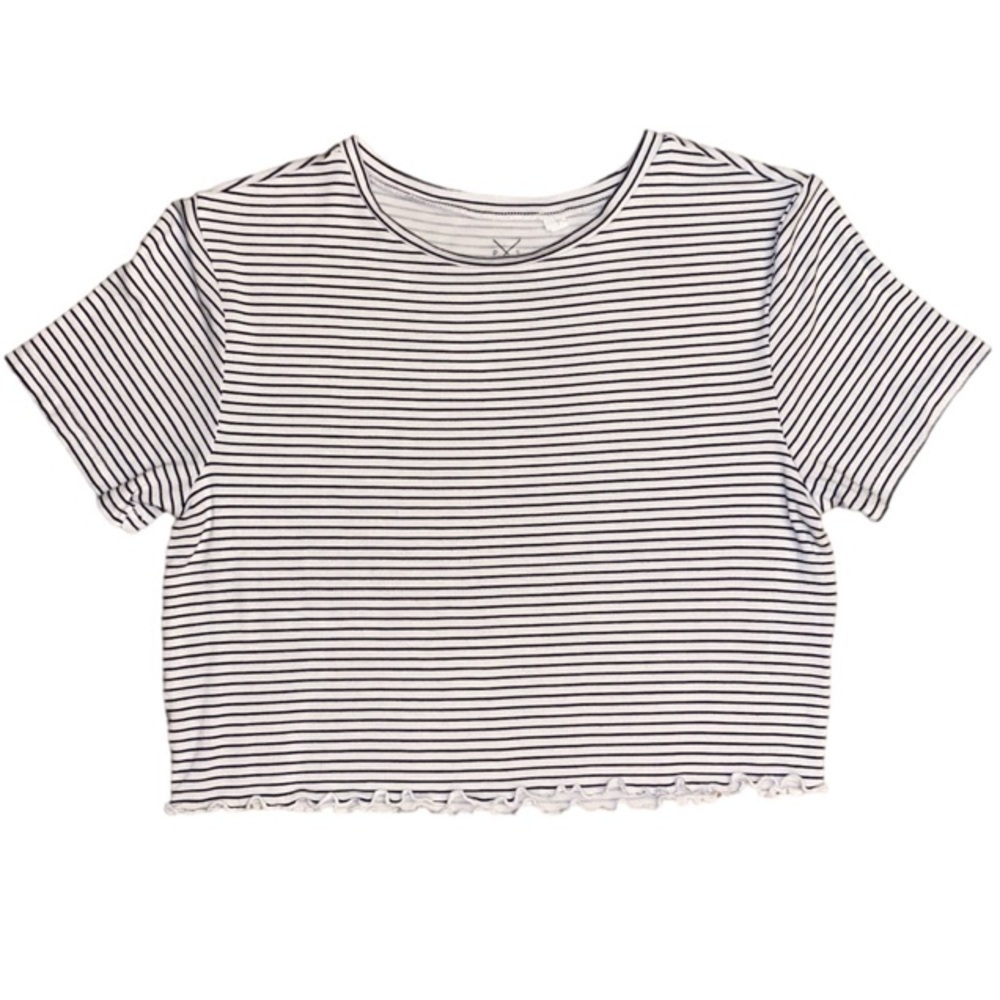 PACSUN Crop Top Navy Blue White Stripe Women Size M